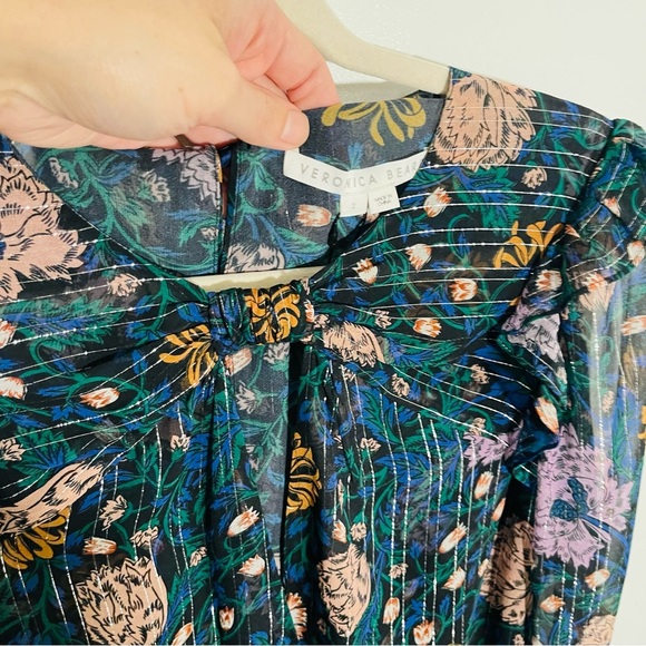 NWT Veronica Beard Peppa Dress Metallic Silk Floral Mini Quiet-Luxury - Picture 6 of 8